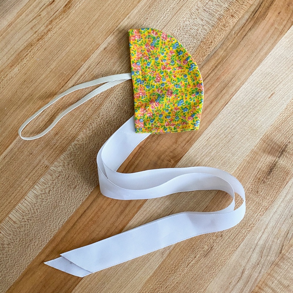 🛍Youth Yellow Floral Handmade Face Mask With Ties